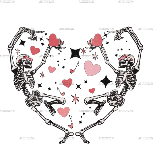 Valentine Heart Skeletons DTF Transfer
