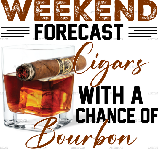 Weekend forcast cigars bourbon black DTF Transfer