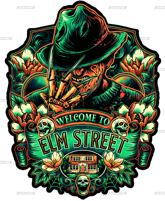 Welcome To ELM Street Green DTF Transfer