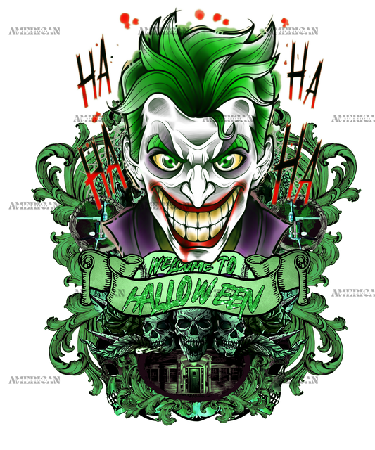 Welcome To Halloween Joker Green DTF Transfer