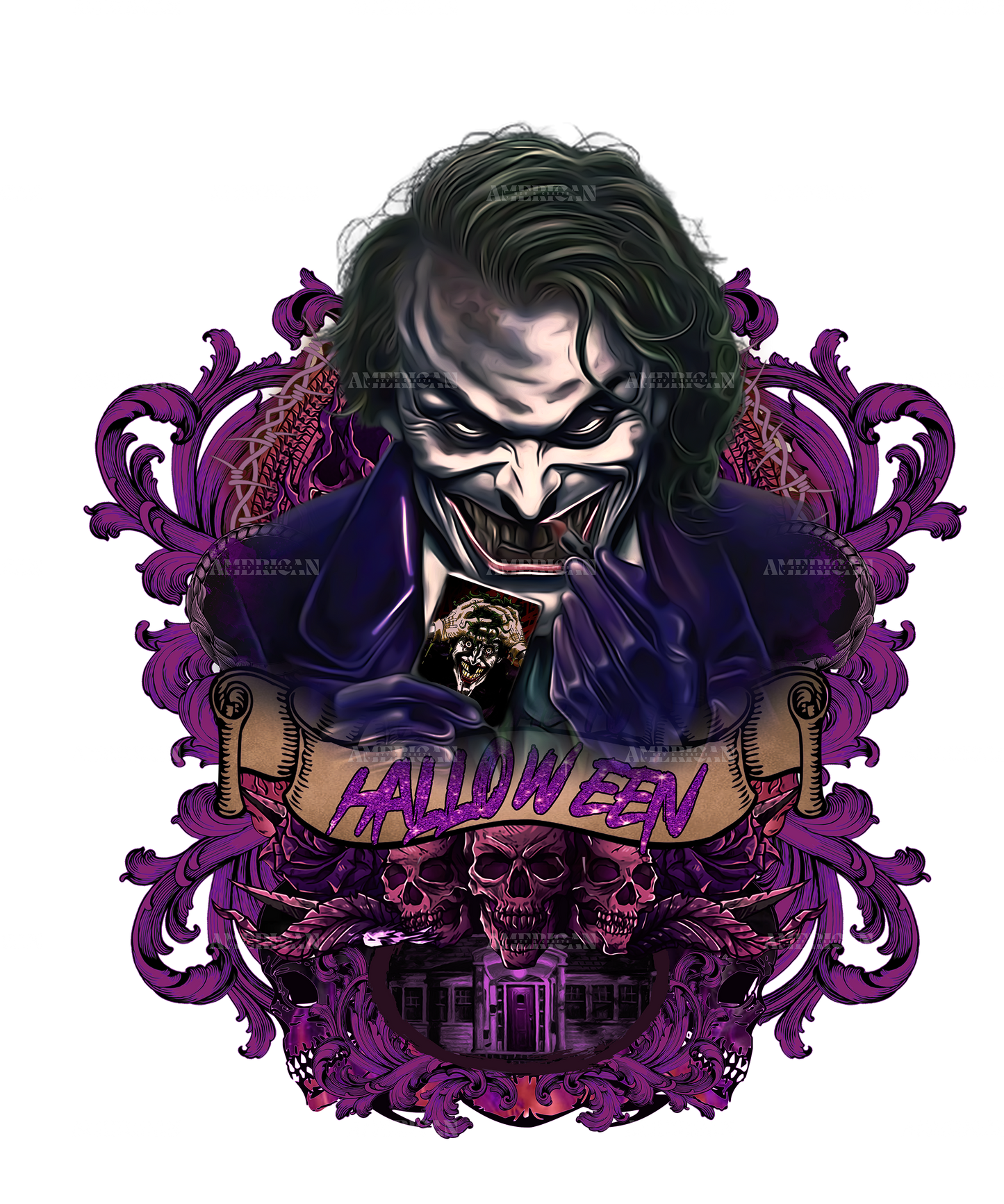 Welcome To Halloween Joker Purple DTF Transfer