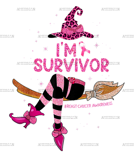 Witch Im Survivor Breast Cancer Leopard Pink Ribbon DTF Transfer