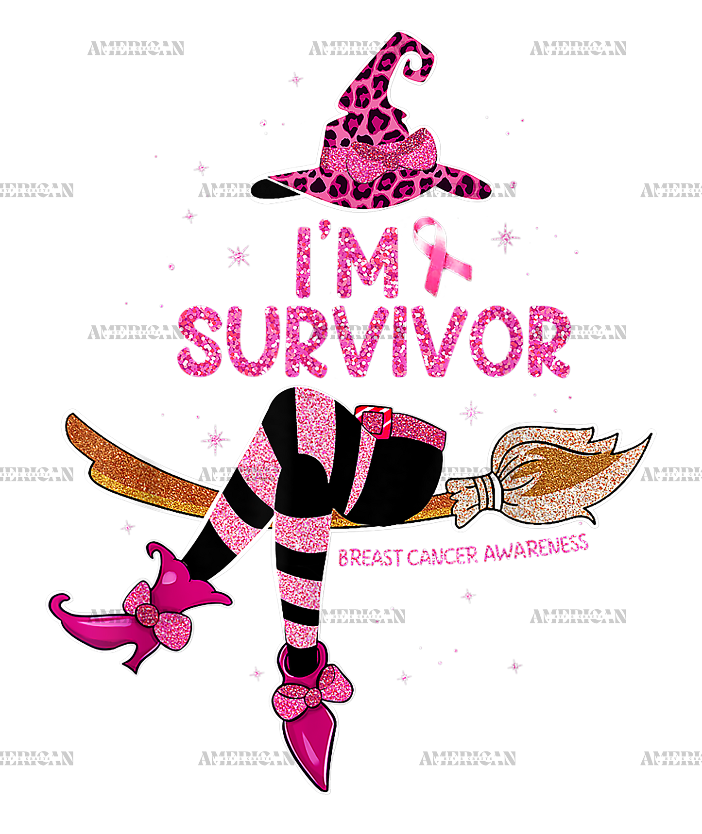 Witch Im Survivor Breast Cancer Leopard Pink Ribbon DTF Transfer