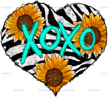 Xoxo Heart Sunflowers DTF Transfer