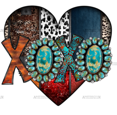 Xoxo Heart Turquoise DTF Transfer