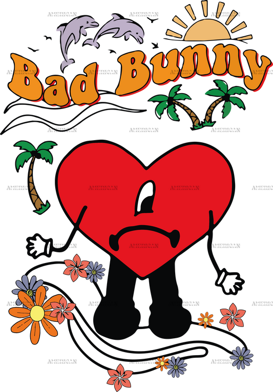 Bad Bunny Sad Heart Dtf Transfer