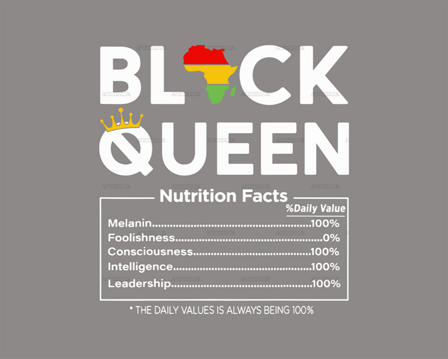 Black Queen Nutrition Facts-2 DTF Transfer