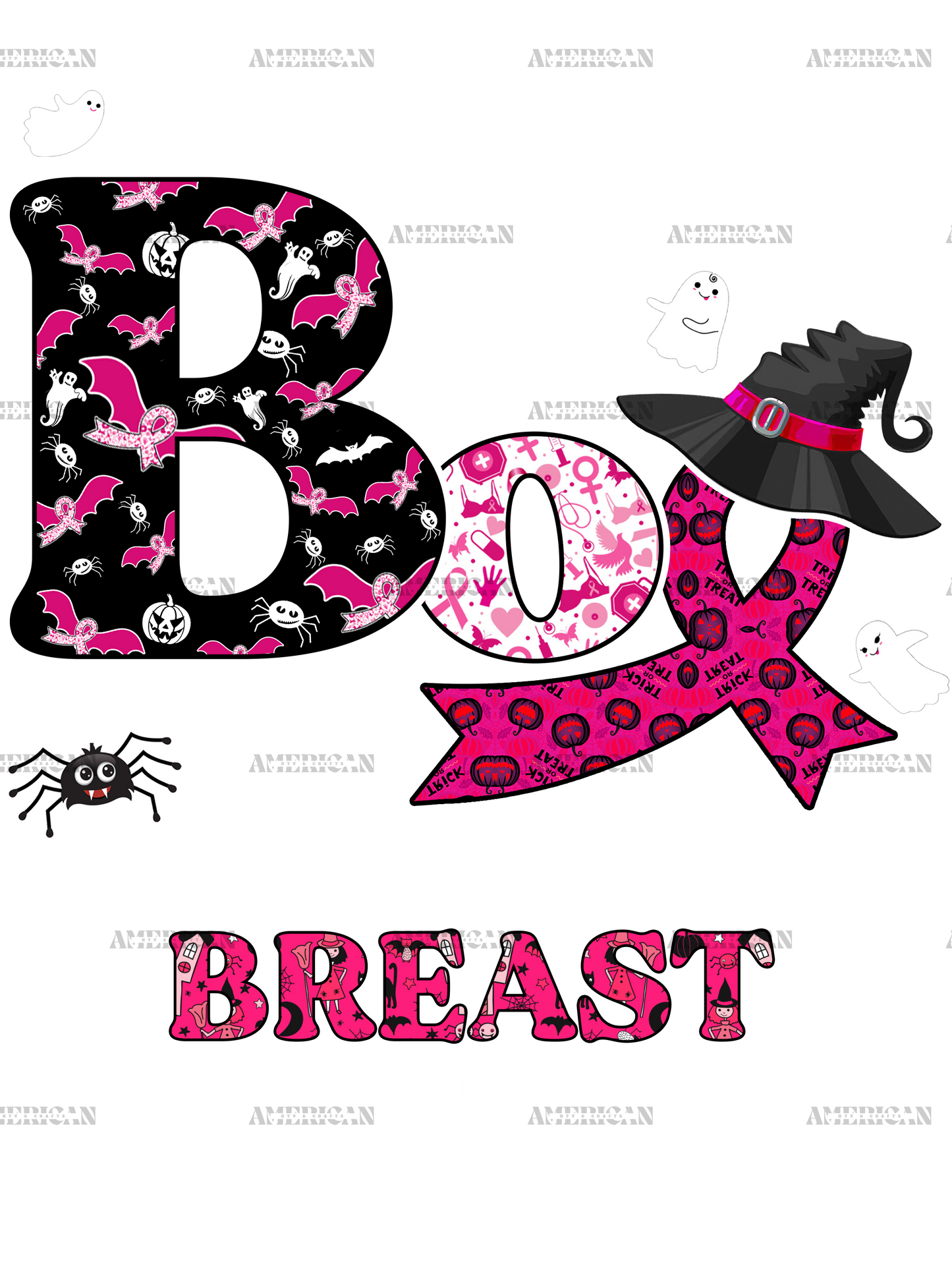 Boo Scare Away Breast Cancer DTF Transfer