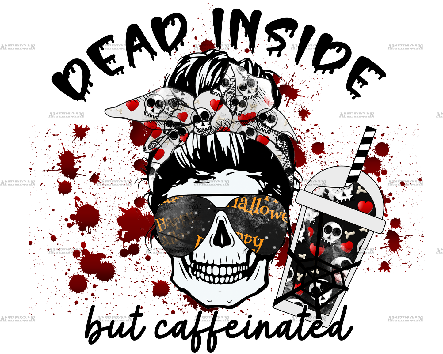 Dead Inside But Caffeinated DTF Transfer