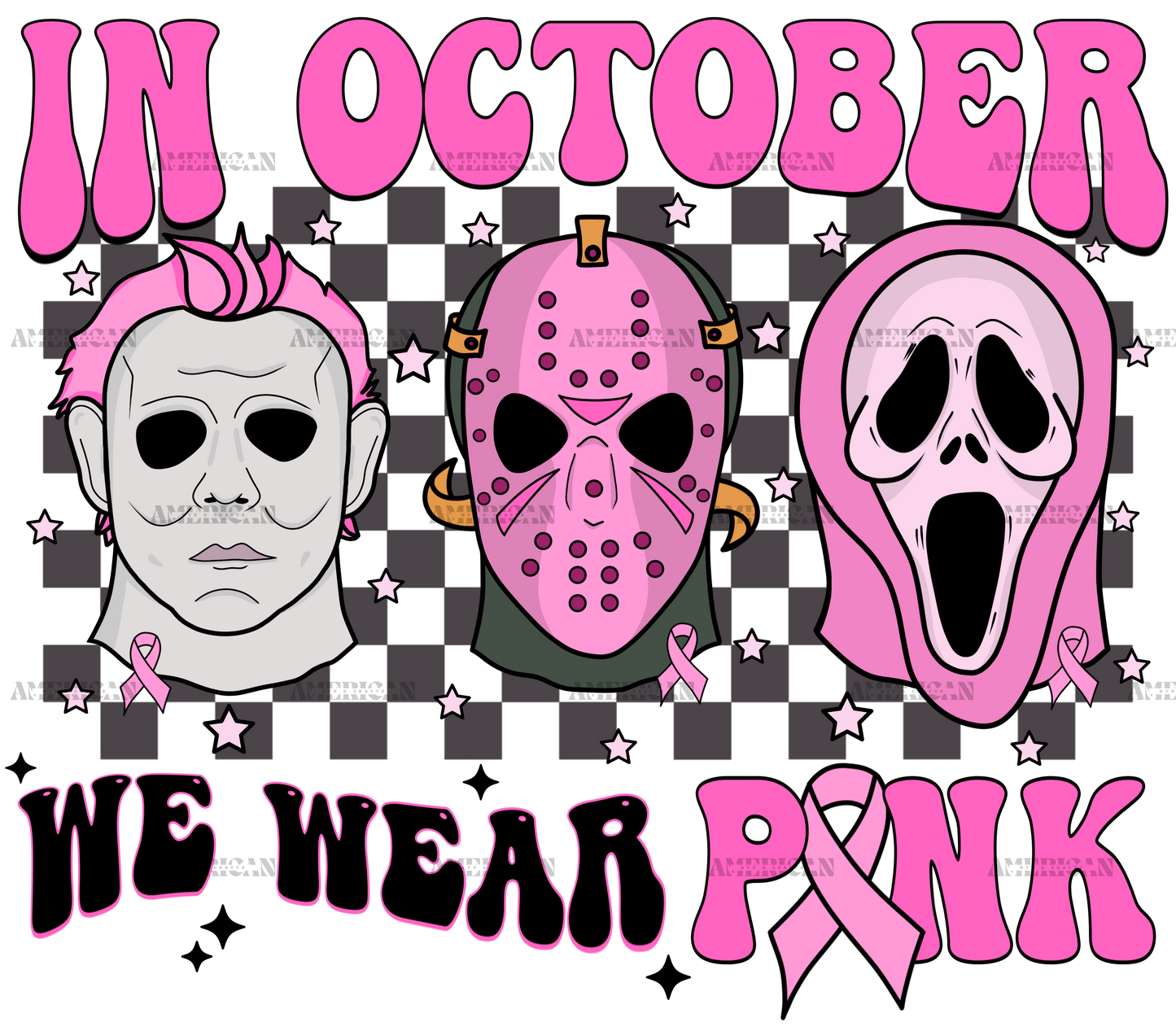 In October We Wear Pink Horror DTF Transfer