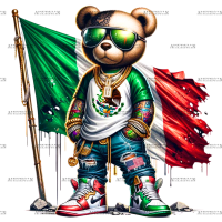 Mexico Flag Teddy DTF Transfer