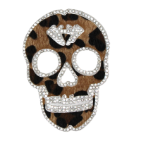 Alternative view of Leopard Print Skull Rhinestone Patch