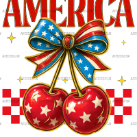 Retro Cherry America DTF Transfer