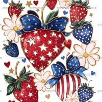 USA Strawberries And Flowers DTF Transfer